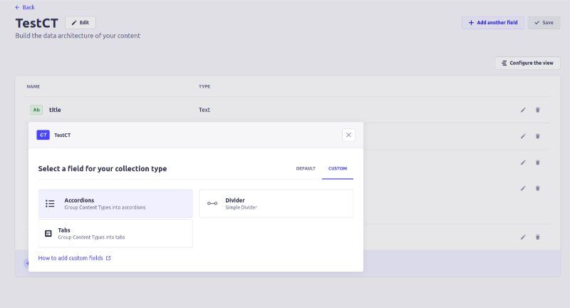 Tabs , Accordions to group fields for Strapi